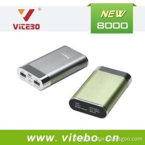 8000mAh External Battery Pack Dual USB Port for iPhone,Samsung